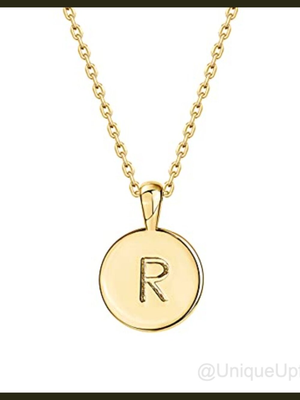 PAVOI 14K Gold Plated Initial Pendant Necklace Letter R